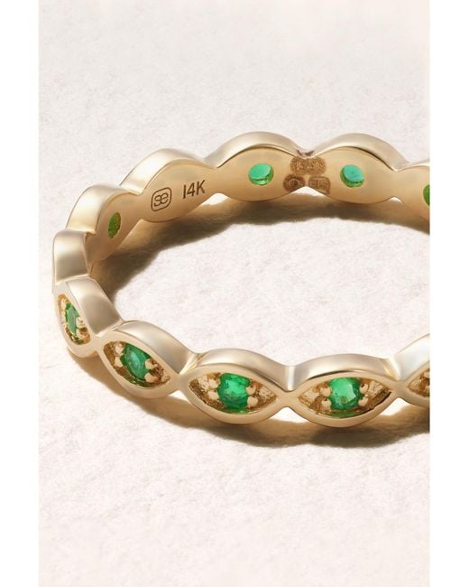 Sydney Evan Metallic Marquis Eternity 14-Karat Emerald Ring
