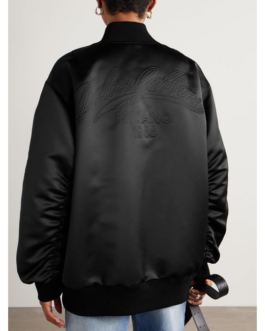 Dolce & Gabbana Black Debossed Shell Bomber Jacket