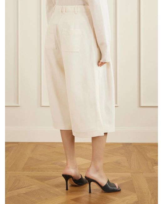 Co. Natural Pleated Woven Wide-Leg Pants