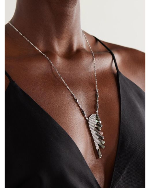 Garrard Natural Wings Rising 18-Karat, Mother-Of-Pearl And Diamond Necklace