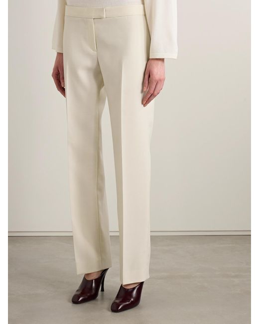 Khaite Natural Callen Wool And Silk-Blend Crepe Straight-Leg Pants
