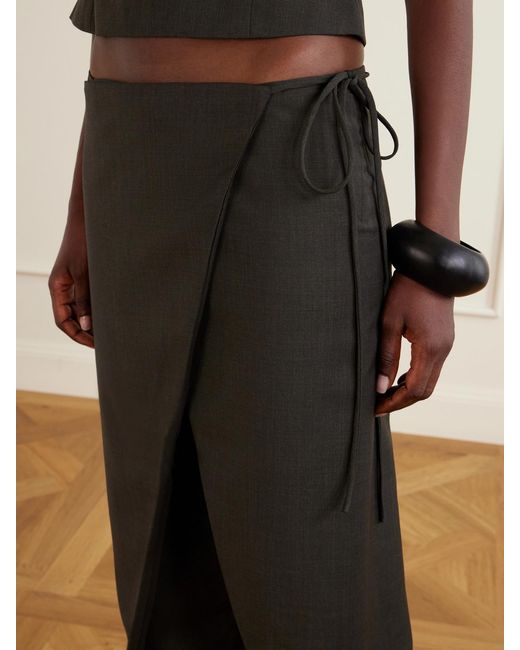 St. Agni Black Rouleau Wool-Blend Wide-Leg Pants