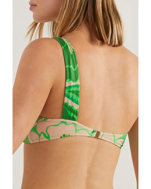 Farm Rio Green One-Shoulder Printed Bikini Top