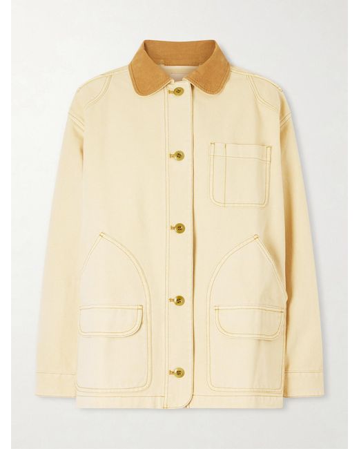 Doen Natural Pascual Corduroy-Trimmed Cotton-Canvas Jacket