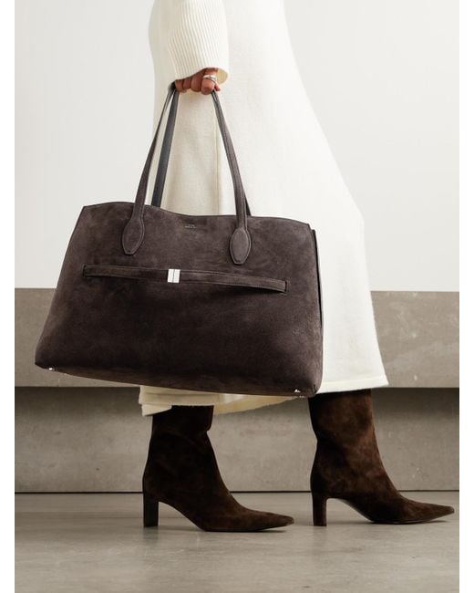 Totême Black Lounge Large Leather-Trimmed Suede Tote