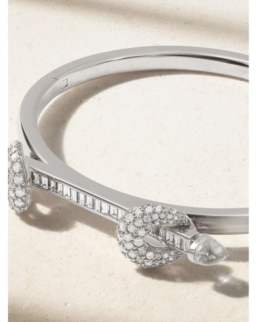 Bracelet Jonc En Or Blanc 18 Carats (750/1000) Diamants Et Quartz Chakra Icon ANANYA en coloris Natural