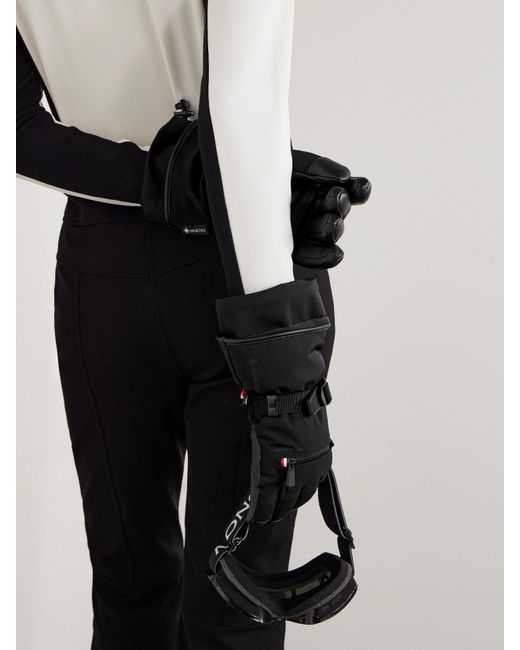 Moncler Black Appliquéd Paneled Gore-Tex And Leather Gloves