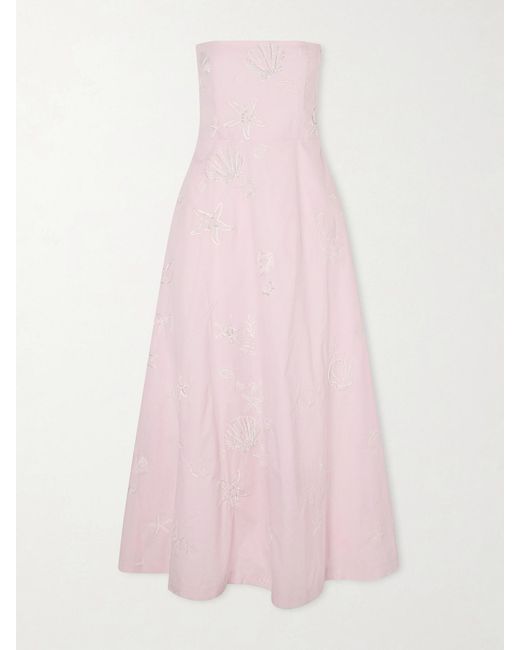 BERNADETTE Pink Odette Cotton Embroidered Dress