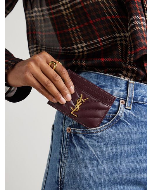 Saint Laurent Purple Cassandre Matelassé Leather Cardholder