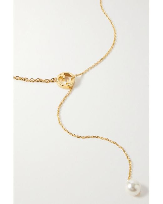 Gucci White Blondie-Tone Pearl-Like Necklace