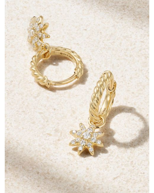 David Yurman Natural Petite Starburst 18-Karat Diamond Hoop Earrings