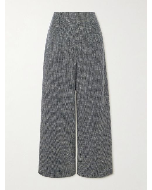 Emilia Wickstead Gray Daffy Hose Mit Weitem Bein Aus Jacquard Aus Einer Baumwollmischung