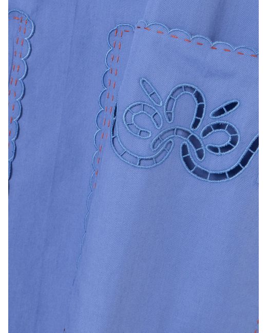 Vita Kin Blue Katya Belted Scalloped Broderie Anglaise Cotton Midi Dress