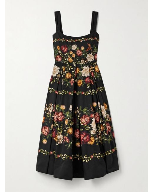 Agua Bendita White Alcaparra Paramo Pleated Floral-Print Cotton-Poplin Midi Dress