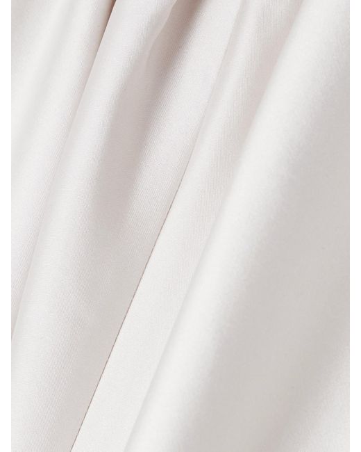 Jil Sander White Frayed Pleated Satin-Twill Mini Dress