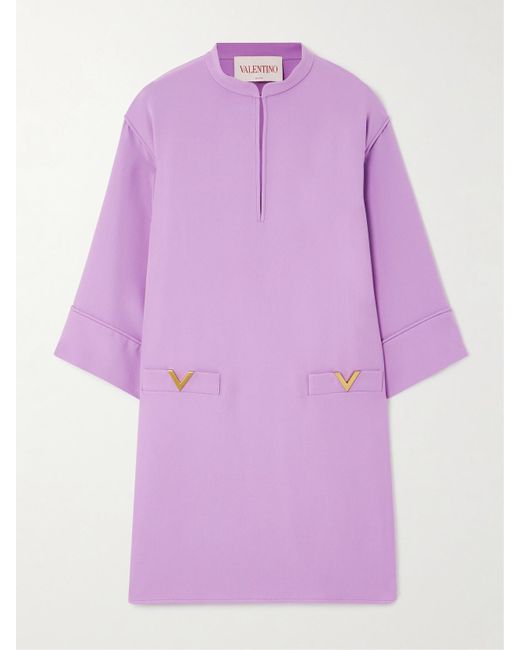 Valentino Garavani Purple Minikleid Aus Seiden-Cady Mit Verzierungen