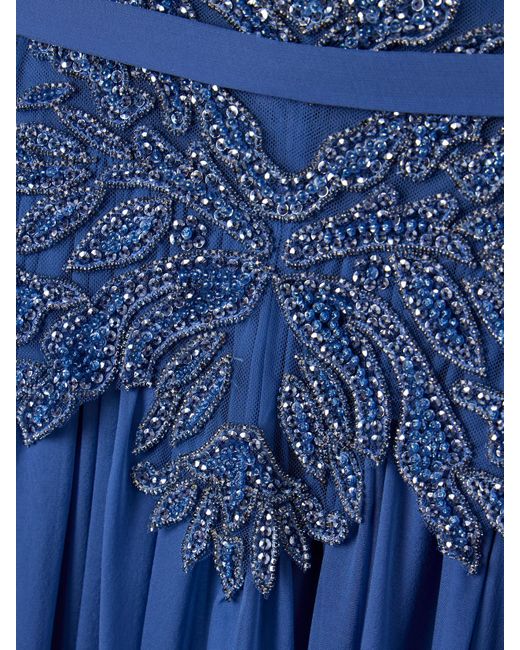 Zuhair Murad Blue Silk Crepe De Chine And Embellished Tulle Halterneck Gown