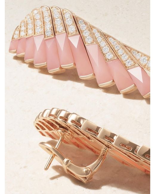 Garrard Natural Wings Rising 18-Karat Rose, Opal And Diamond Earrings