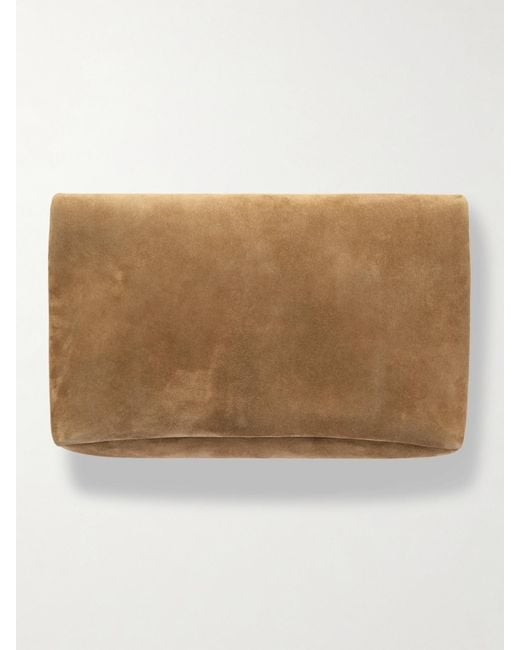 Saint Laurent Natural Cassandre Suede Clutch