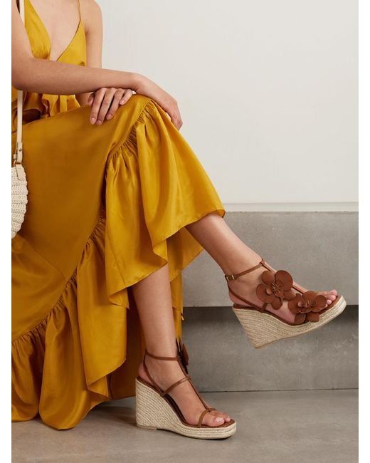 Zimmermann Brown Orchid Espadrille-Wedges Aus Leder Mit Verzierungen