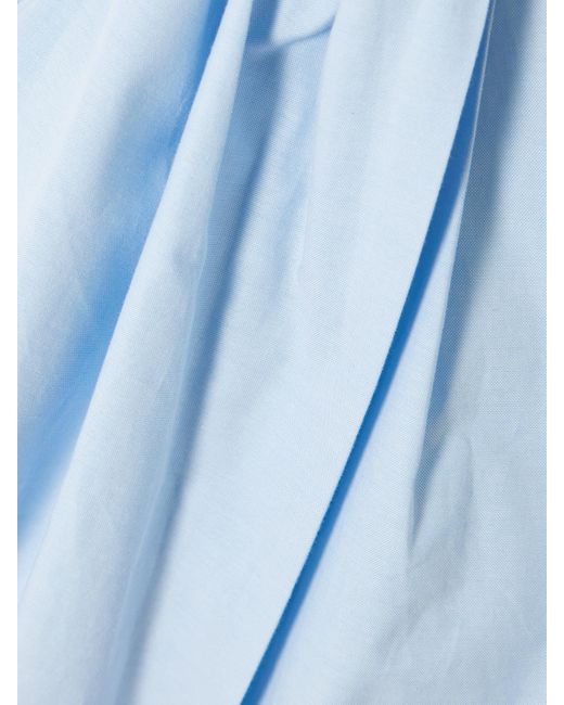 St. Agni Blue Open-Back Gathered Organic Cotton-Poplin Halterneck Top