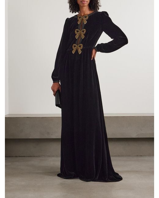 saloni camille bow-embellished velvet midi dress Saloni Camille Velvet Dress With Embellished Bows