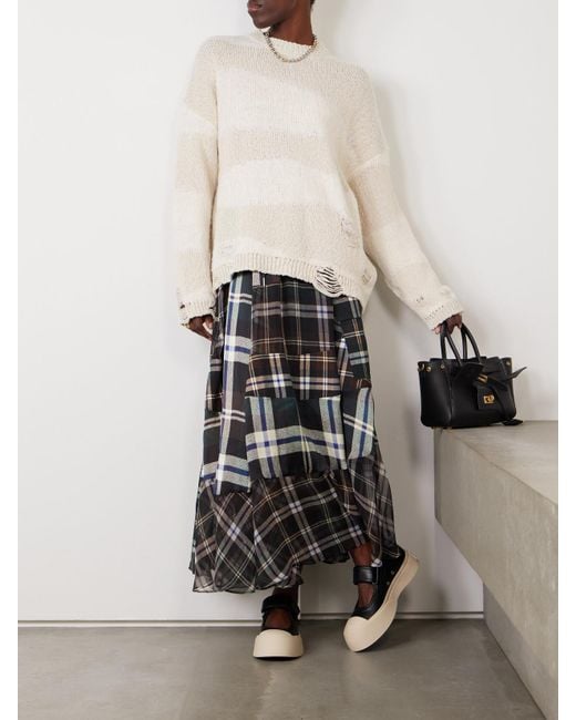Our Legacy Natural Popover Gestreifter Pullover Aus Einer Baumwoll-Leinenmischung Mit Distressed-Details