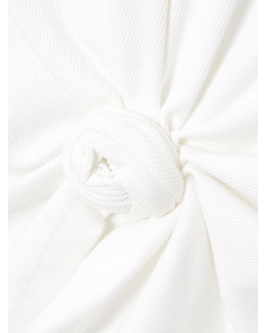 Magda Butrym White Knotted Ribbed Stretch Cotton-Jersey Tank