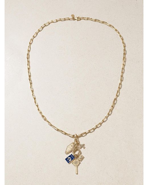 Sydney Evan Natural 14-Karat, Enamel And Diamond Necklace
