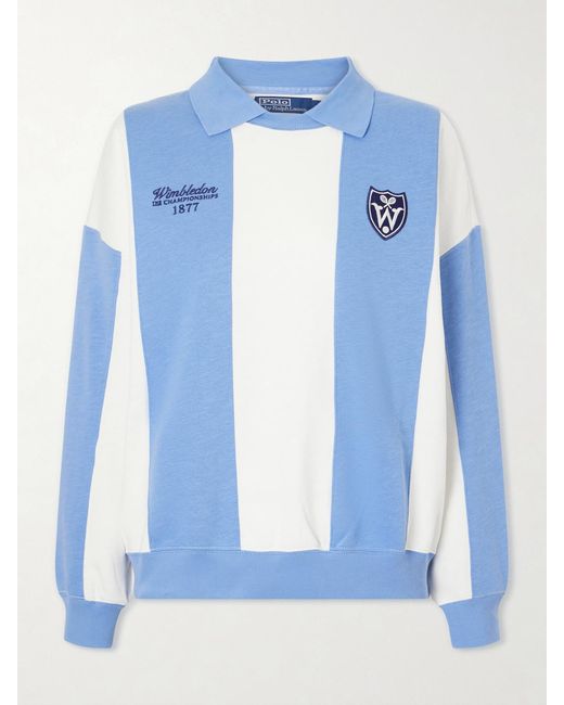 Polo Ralph Lauren Blue Wimbledon Logo-Embroidered Cotton-Blend Sweater