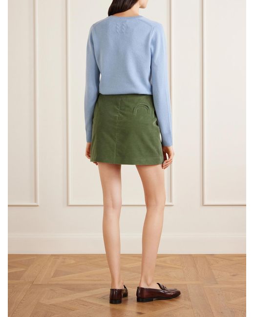 Blazé Milano Green Coci Cotton-Corduroy Mini Skirt