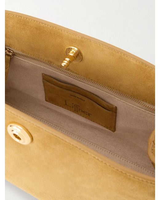 Liffner Natural Pushlock Suede Clutch