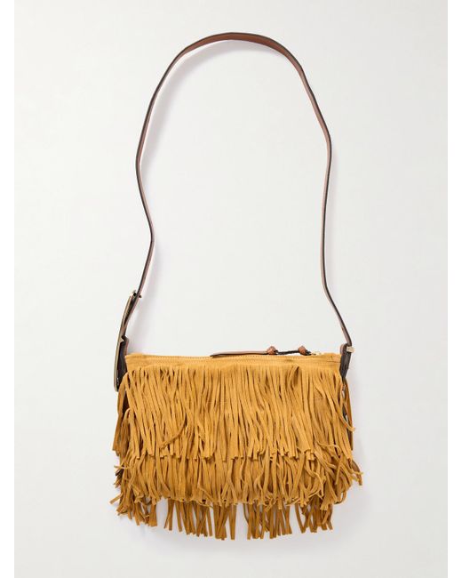 Sac Porté Épaule En Daim À Franges Leyden Mini Isabel Marant en coloris Natural