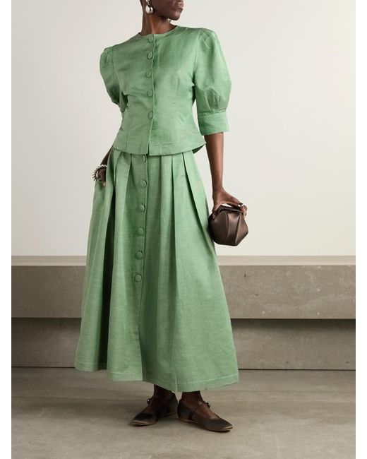 D'Estree Green Irving Maxirock Aus Twill Mit Falten