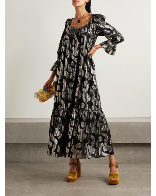 Alix Of Bohemia Black Lilium Cotton And Lurex-Blend Midi Dress