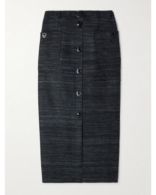 Violante Nessi Black Corot Silk-Tweed Midi Skirt