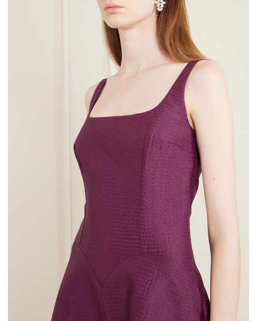 Emilia Wickstead Purple Letisha Textured-Satin Midi Dress