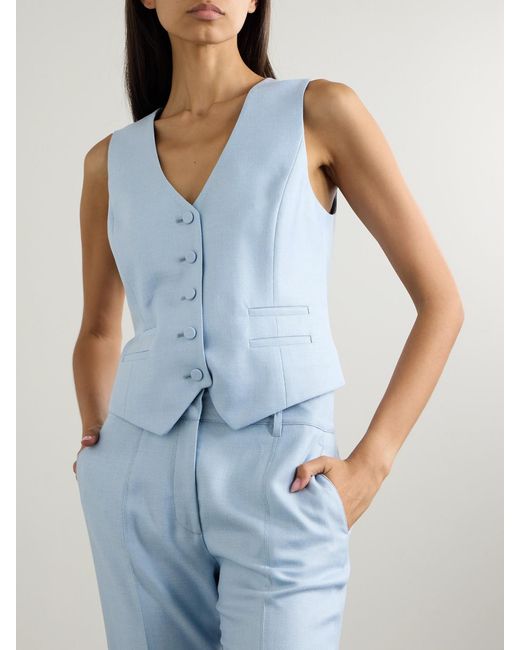 Gabriela Hearst Blue Coleridge Wool, Silk And Linen-Blend Vest
