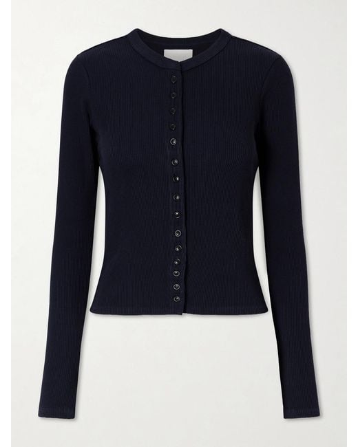Citizens of Humanity Blue Kari Ribbed Stretch-Jersey Cardigan