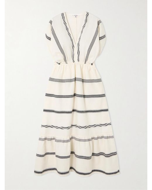 Lemlem Natural Leila Striped Cotton Midi Dress