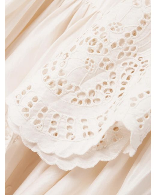 Mini-Robe En Coton Et Soie Mélangés À Broderie Anglaise Et À Festons Basil Thierry Colson en coloris Natural