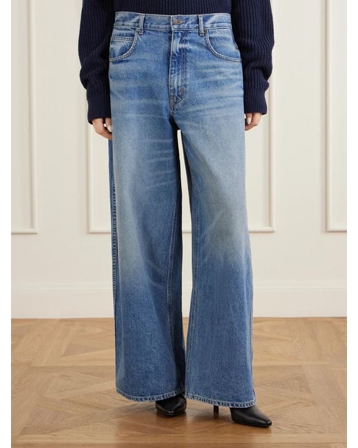 Nili Lotan Blue Terese Faded Wide-Leg Jeans