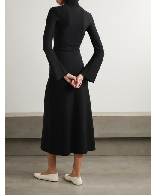 Gabriela Hearst Black Erebus Wool, Cashmere And Silk-Blend Turtleneck Midi Dress