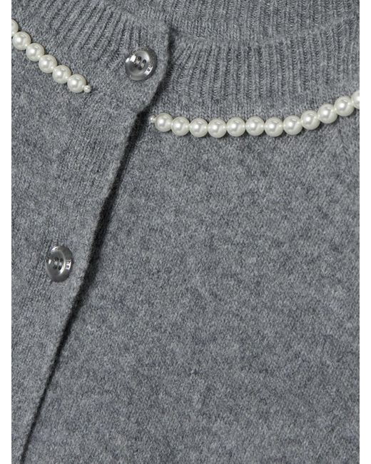 Simone Rocha Gray Rückenfreier Cardigan Aus Einer Wollmischung Mit Kunstperlen