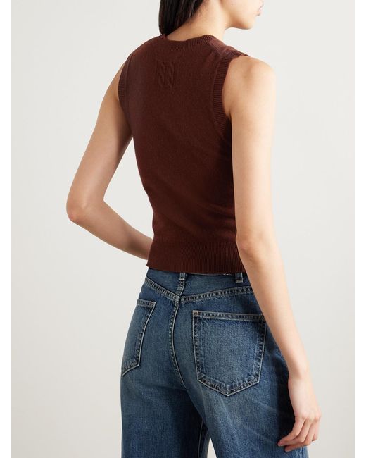 Nili Lotan Brown May Cropped Cashmere Tank
