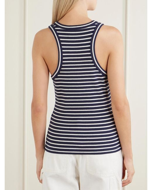 Nili Lotan Blue Hank Striped Cotton Tank