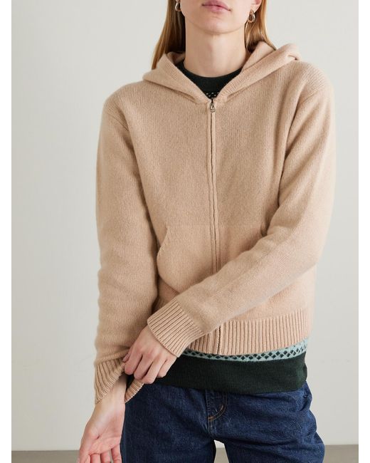 The Elder Statesman Natural Cropped Cashmere Hoodie