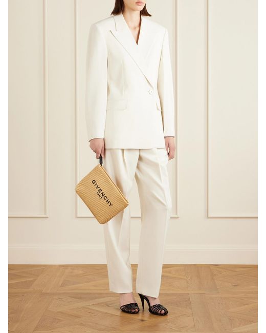 Givenchy Natural Logo Raffia Clutch