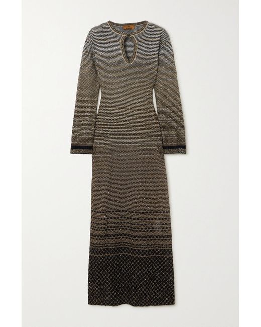 Missoni Sequined Striped Metallic Crochetknit Maxi Dress Lyst