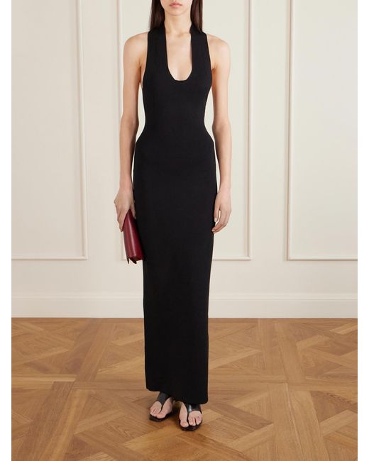 Khaite Black Mahi Knitted Halterneck Maxi Dress